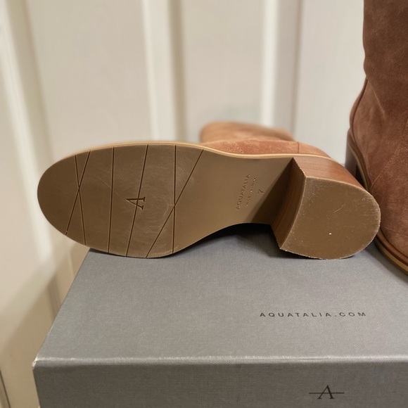 Aquatalia Brigitte Suede Ankle Booties in Whiskey - Picture 6 of 8